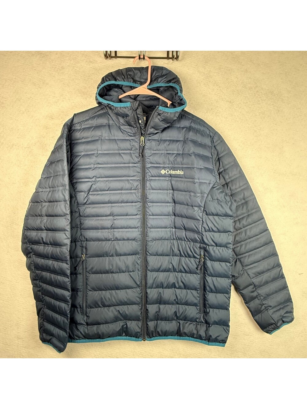 Columbia Lake 22 650 Fill Down Hooded Puffer Jacket - Navy Blue, Size L